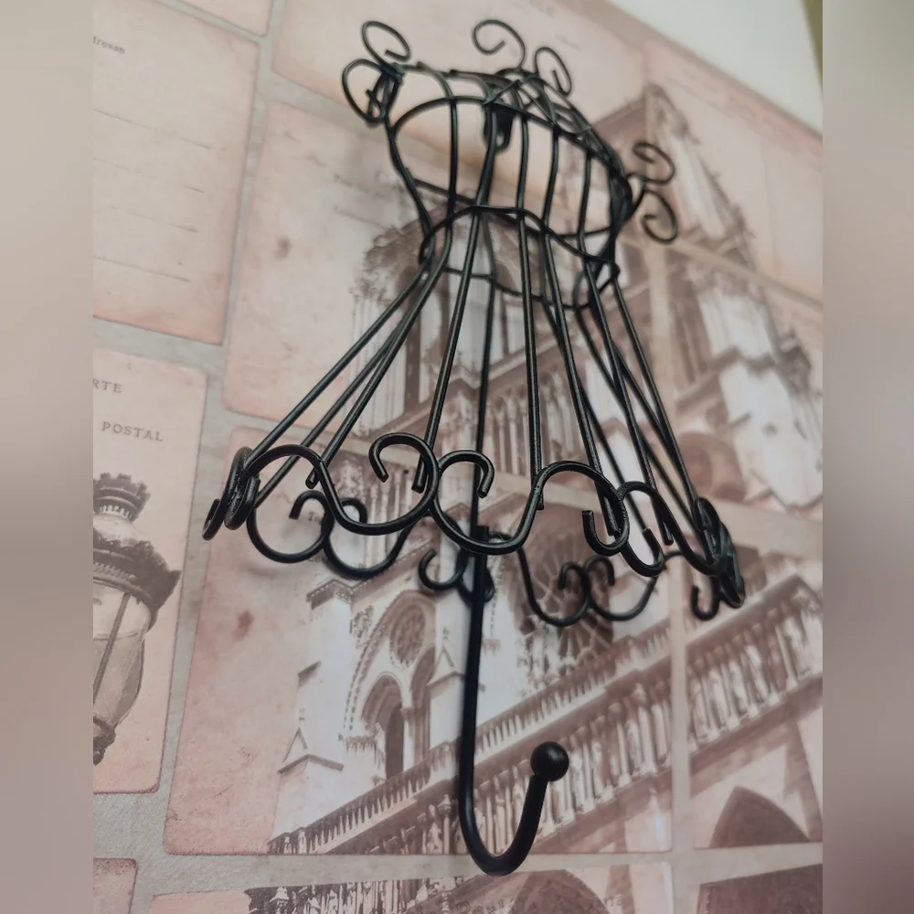RARE Vintage 90s Fashion Dress Black Metal Hook Hanger Wall Decor Art - Picture 10 of 11